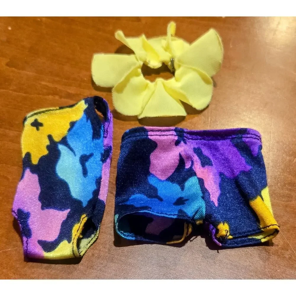 VTG Barbie And Ken Matching Swimsuits One-Piece Tropical Barbie Purple Yellow